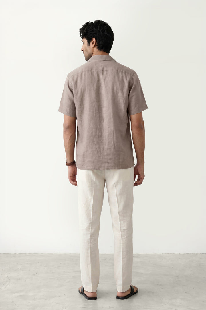 Sand Linen Polo Shirt
