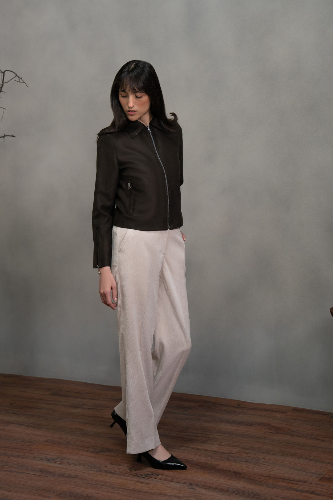 Brown Suede Jacket with Zip