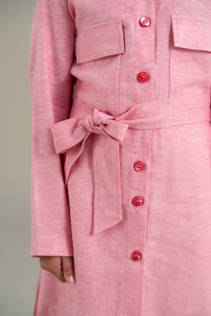 Pink Safari Shirt Dress