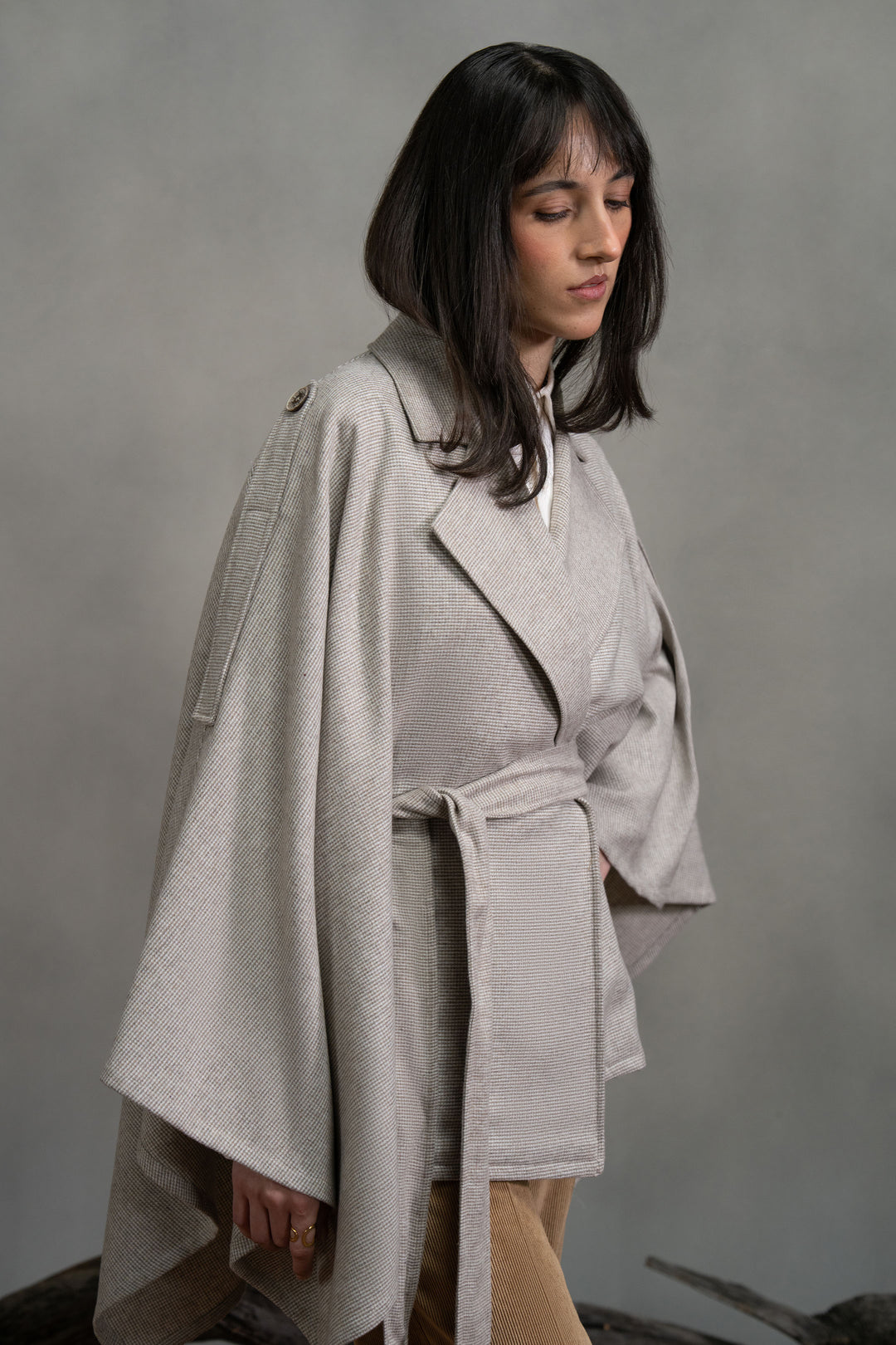 Light Grey Wool Cape Shawl