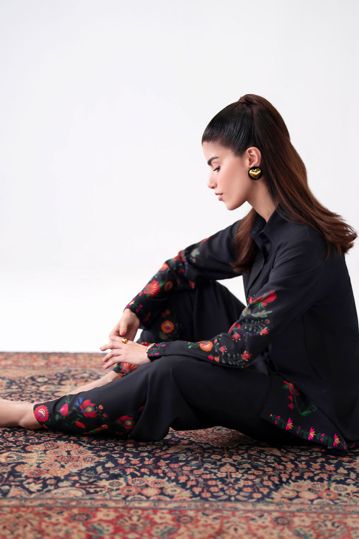 Black Embroidered Co-Ord