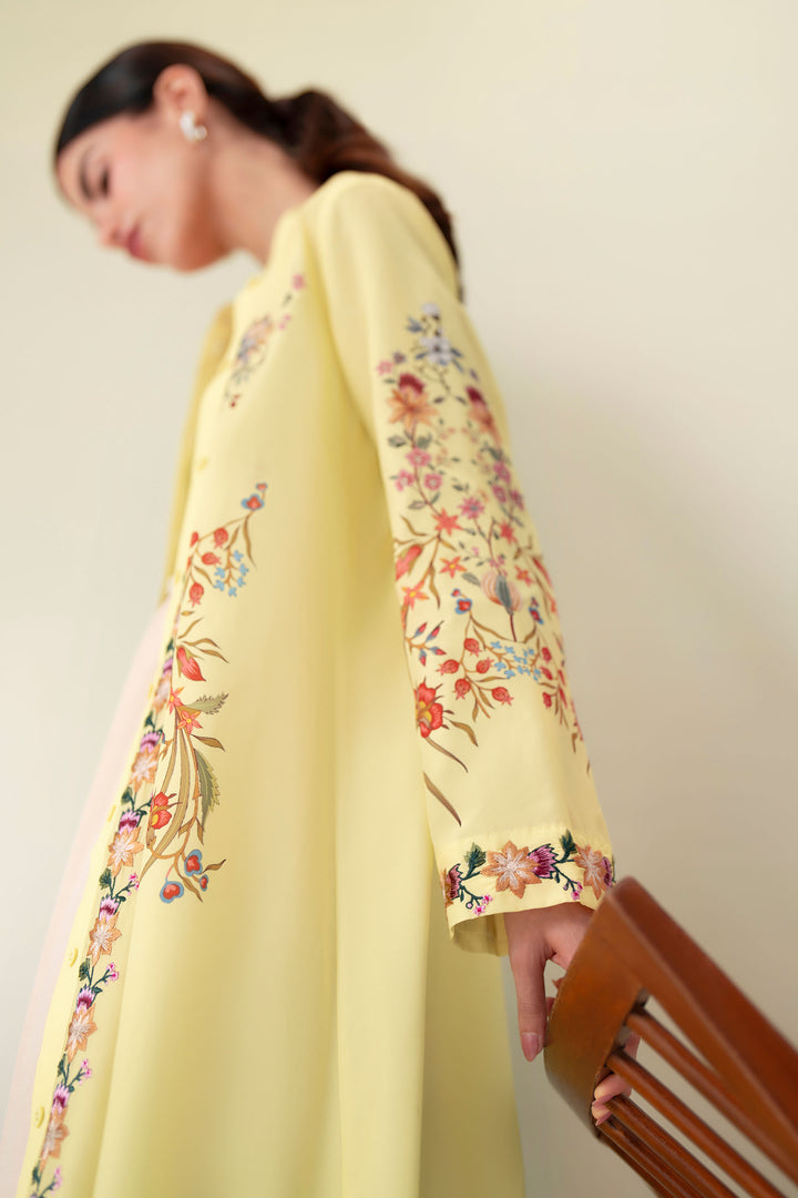 Lemon Yellow Embroidered Dress