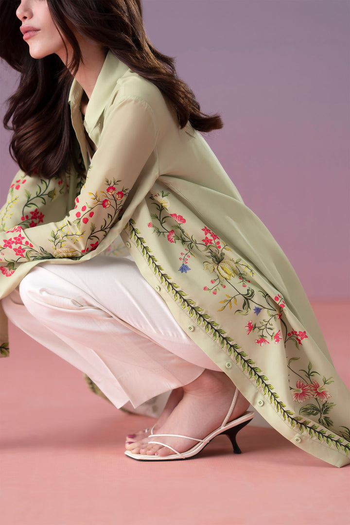 Apple Green Embroidered Dress