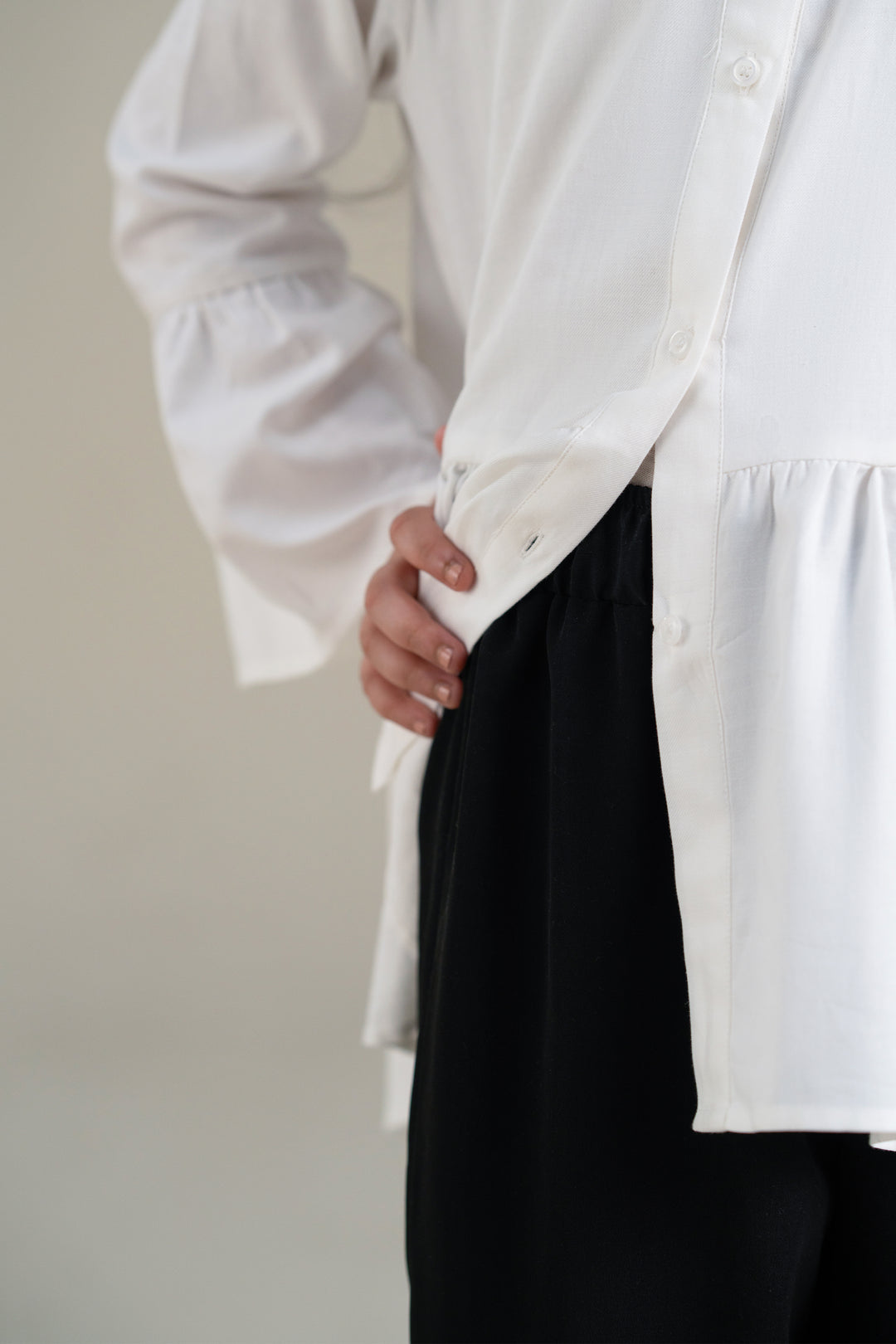 White Shirt with Ruffle Detail