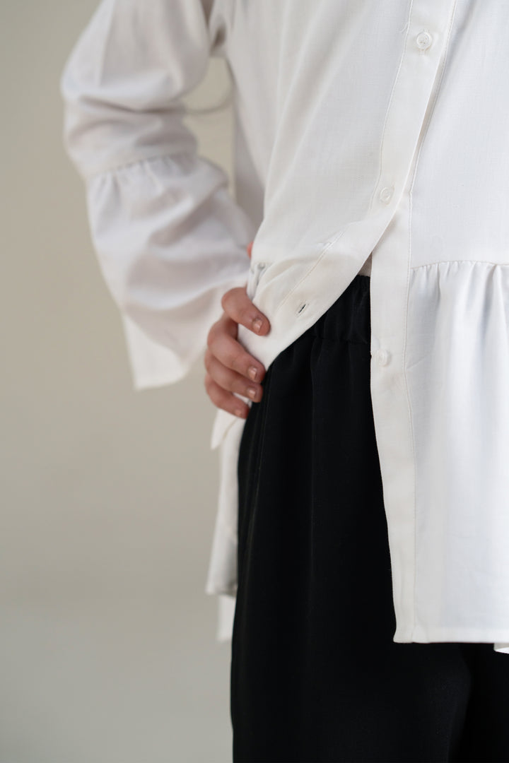 White Shirt with Ruffle Detail