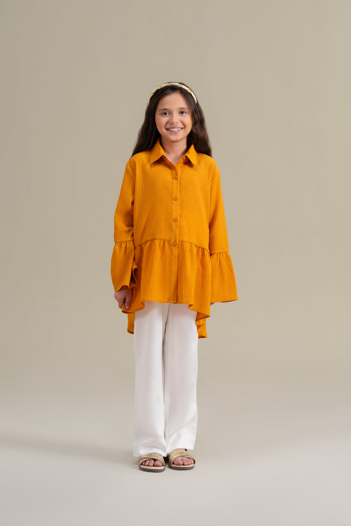 Mustard Shirt with Ruffle Detail