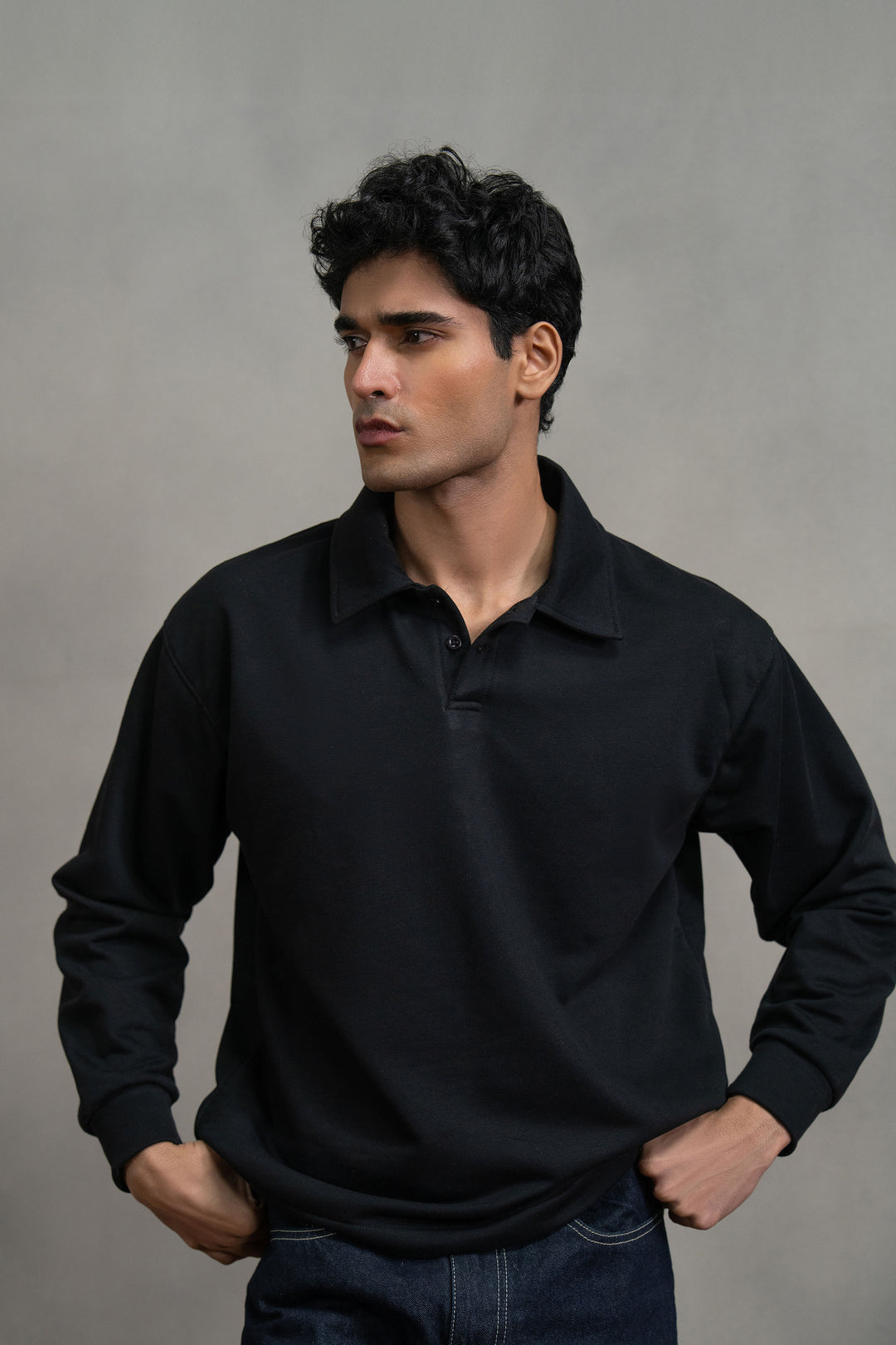 Black Knitted Polo