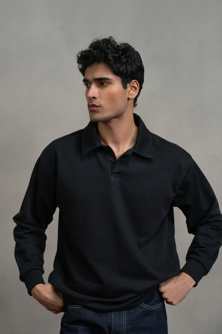 Black Knitted Polo