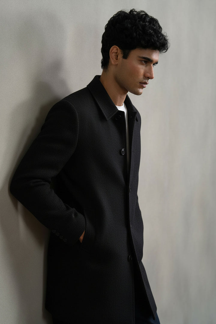 Black Twill Long Coat