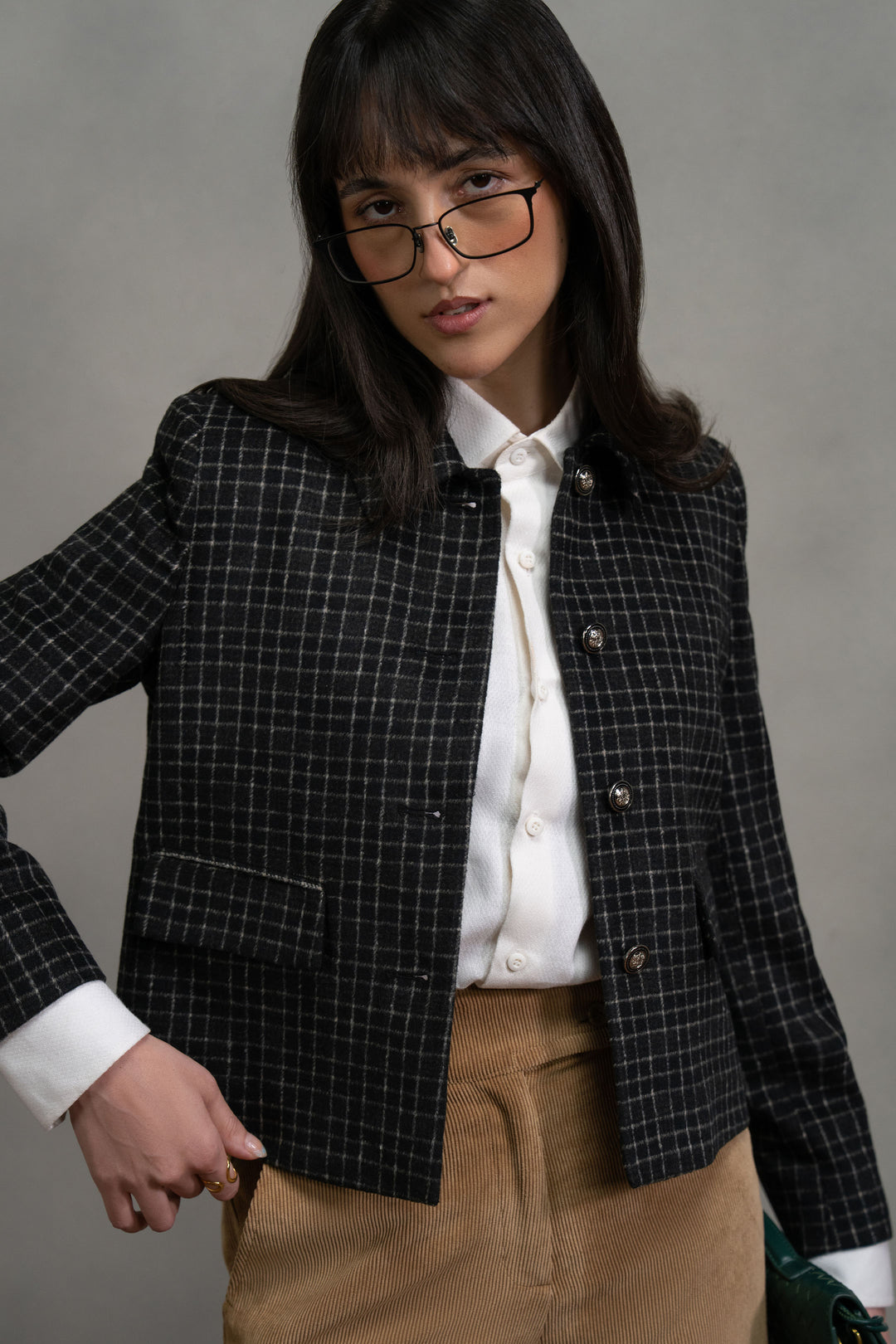 Black Cropped Tweed Jacket