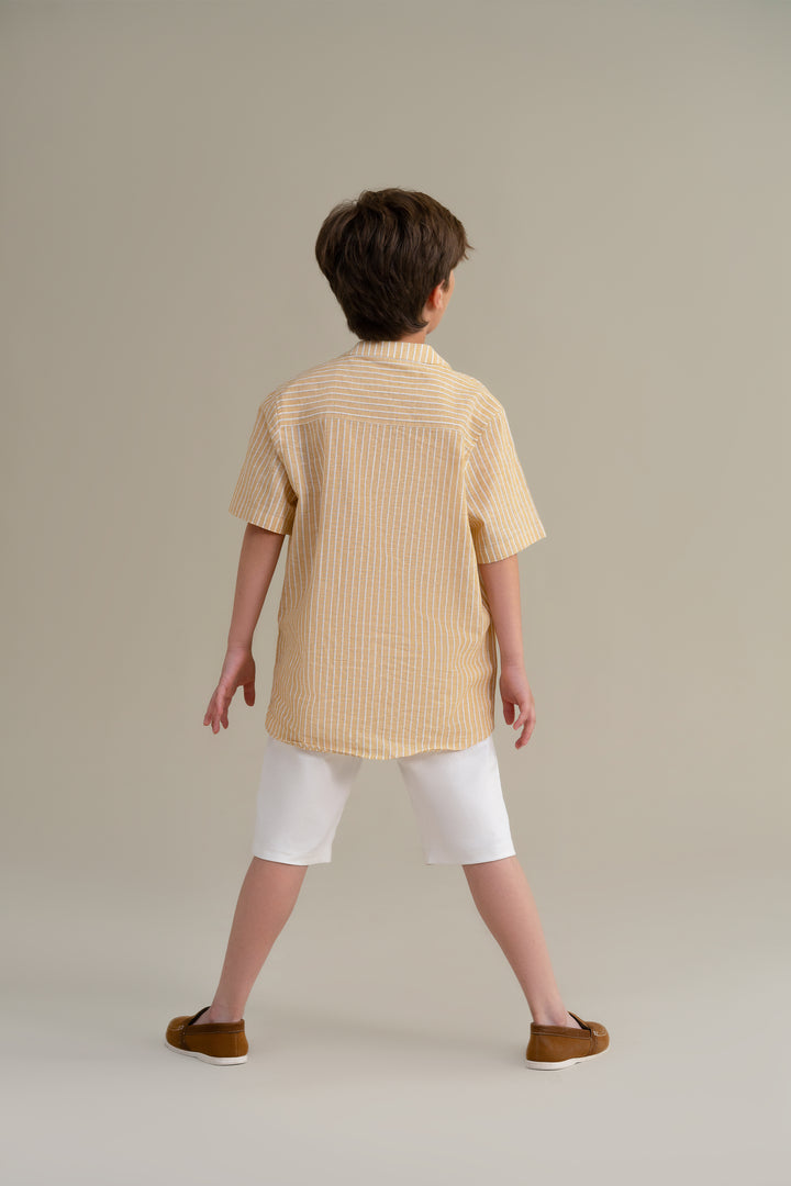 Yellow Mandarin Collar Shirt