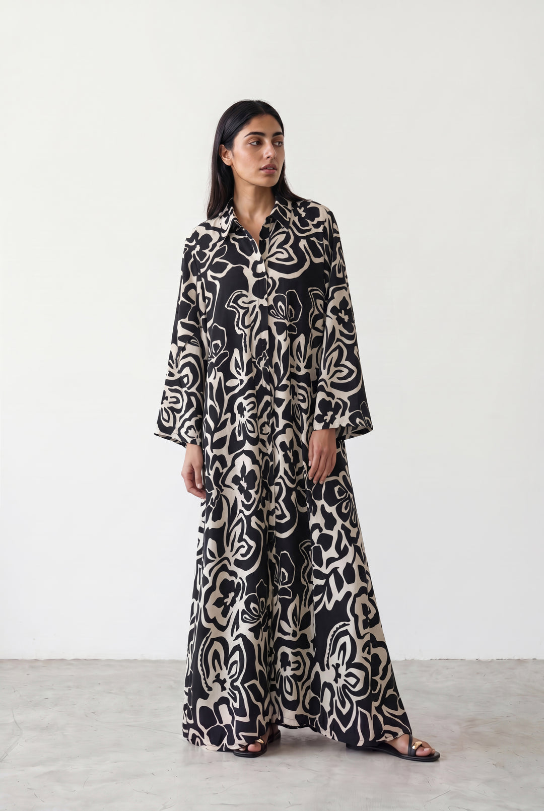 Black &amp; Beige Long Dress