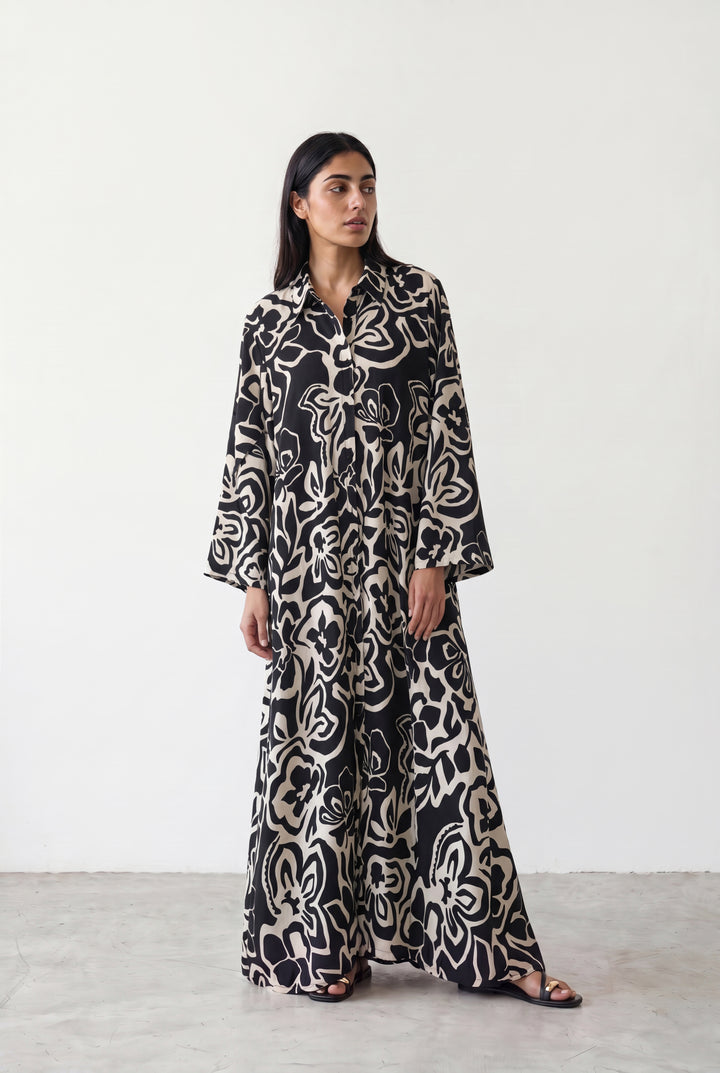 Black &amp; Beige Long Dress