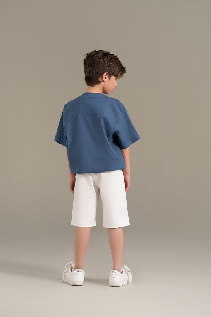 Blue Mandarin Collar Shirt