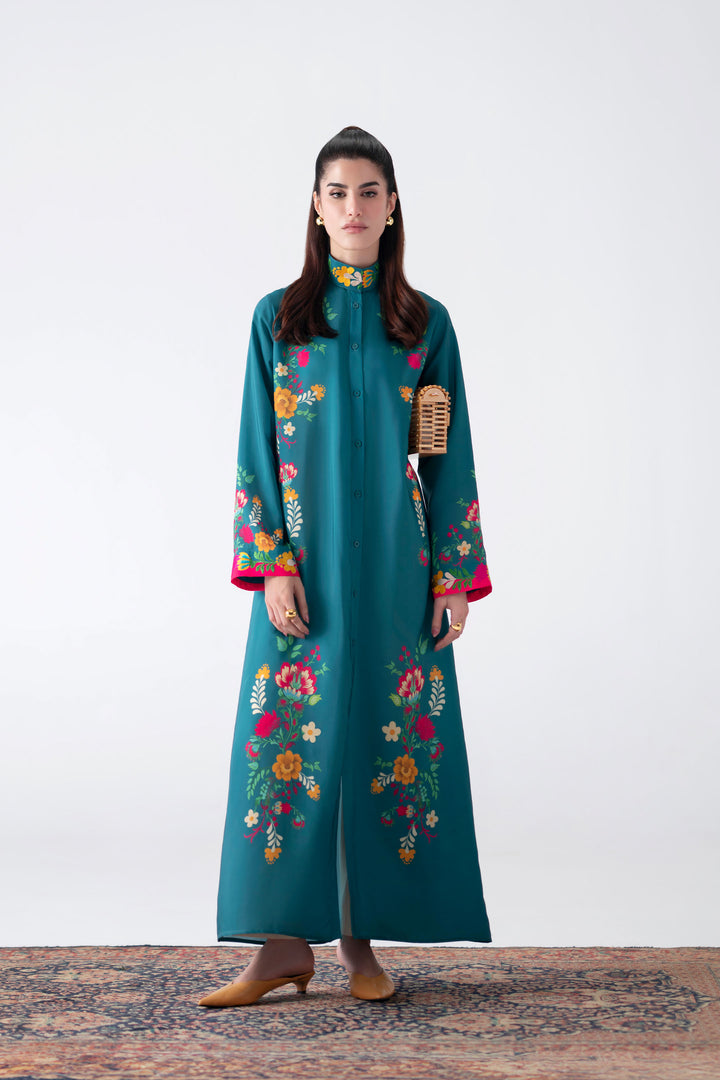 Teal Embroidered Dress