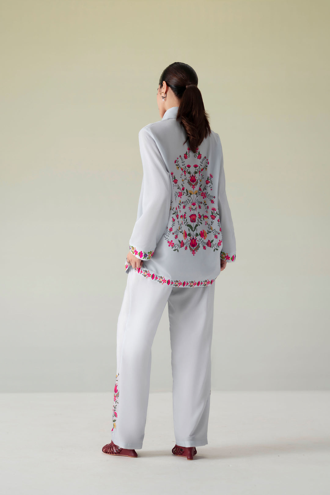 Light Grey  Embroidered Co-Ord