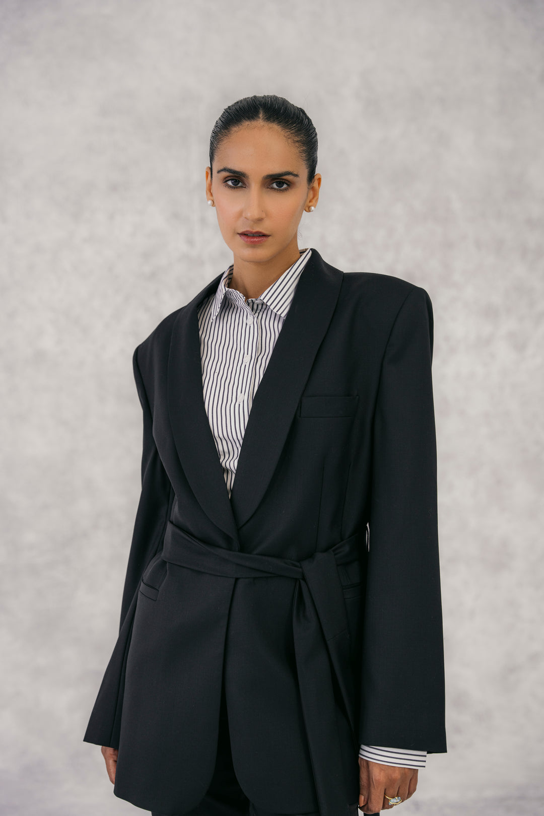 Black Tropical Shawl Collar Suit