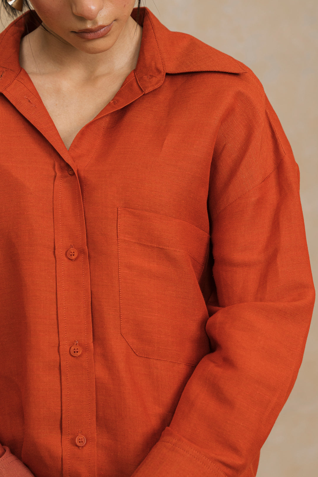 Orange Linen Shirt