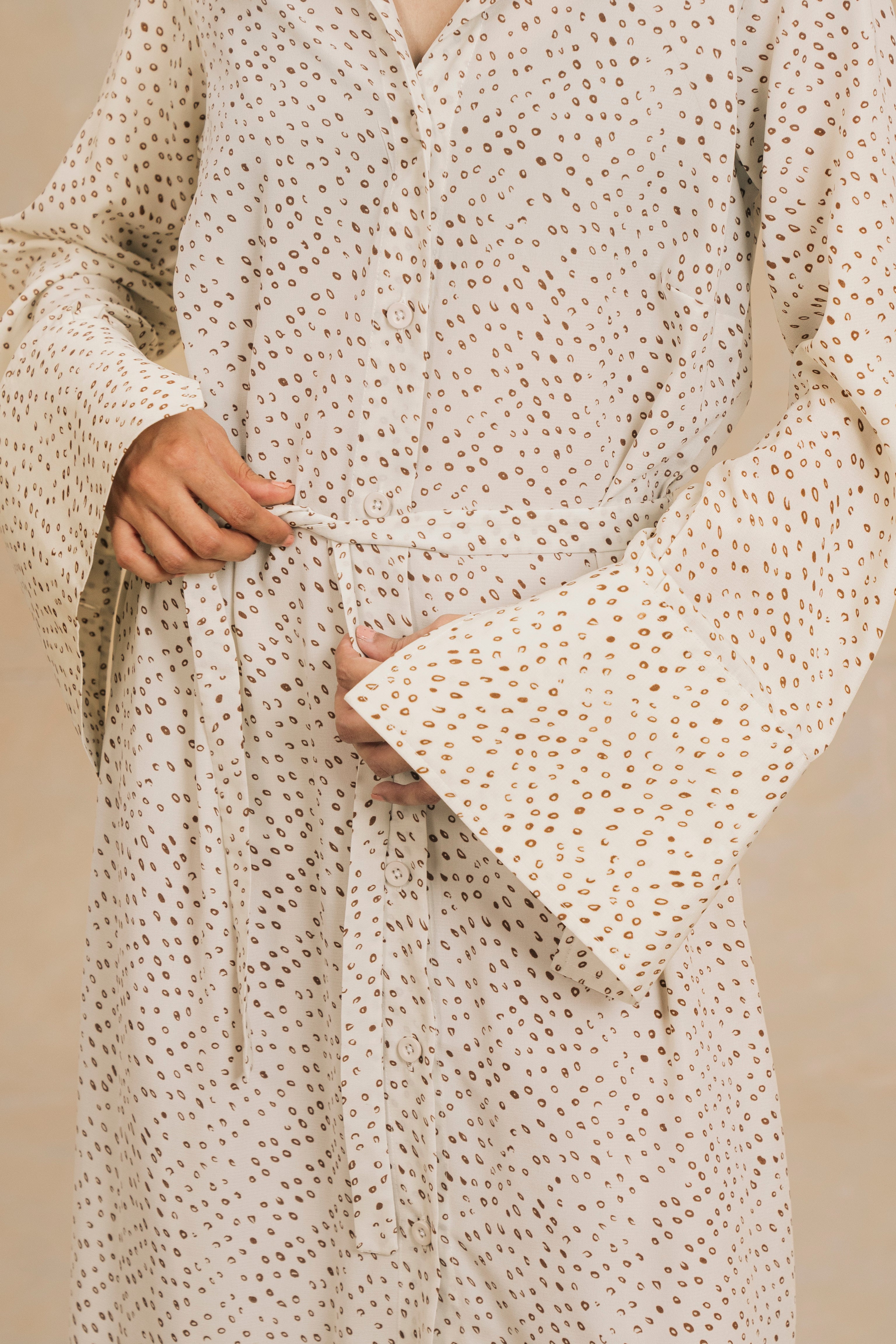 Long polka dot shirt dress best sale