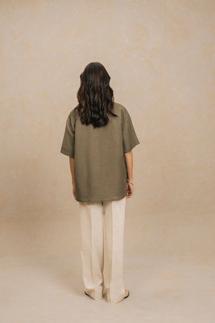 Olive Linen Resort Shirt