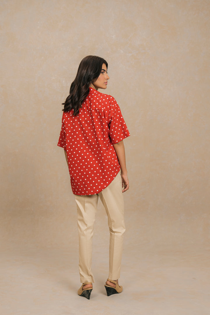 Red Polka Dots Resort Shirt