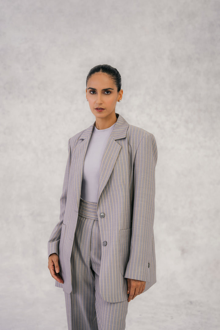 Tropical Grey Striped Classic Suit