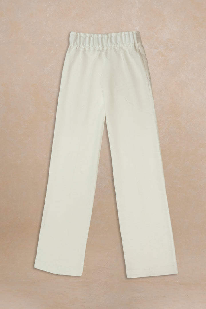 White Linen Wide Leg Trouser