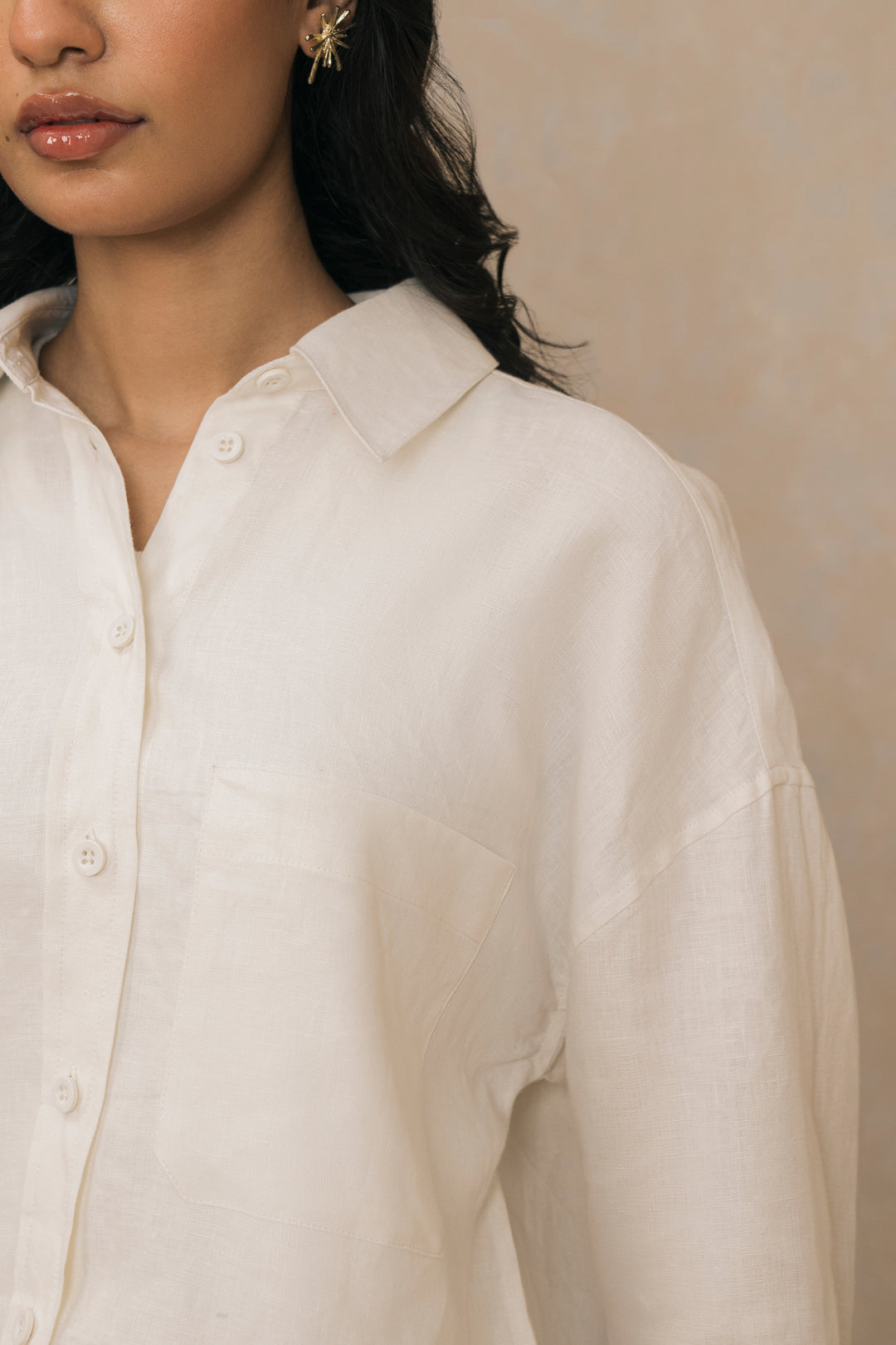 White Linen Oxford Shirt