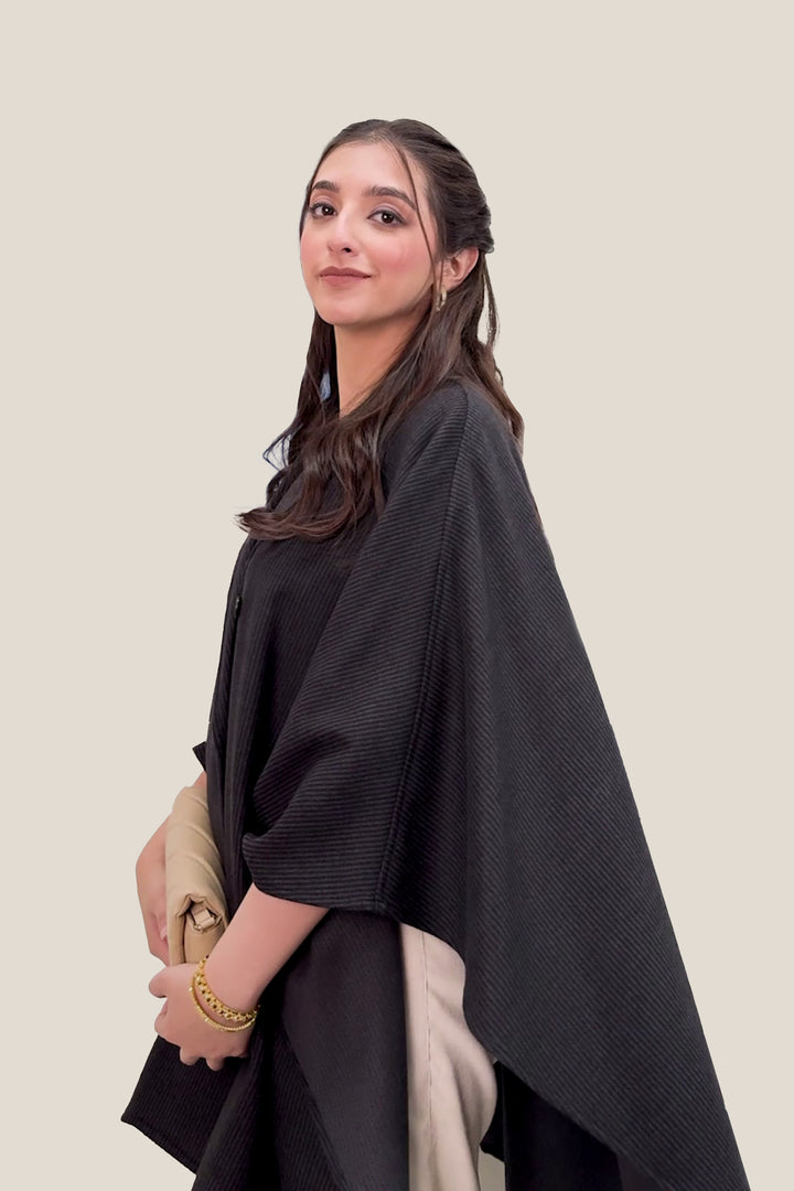 Double Breasted Wool Cape Shawl