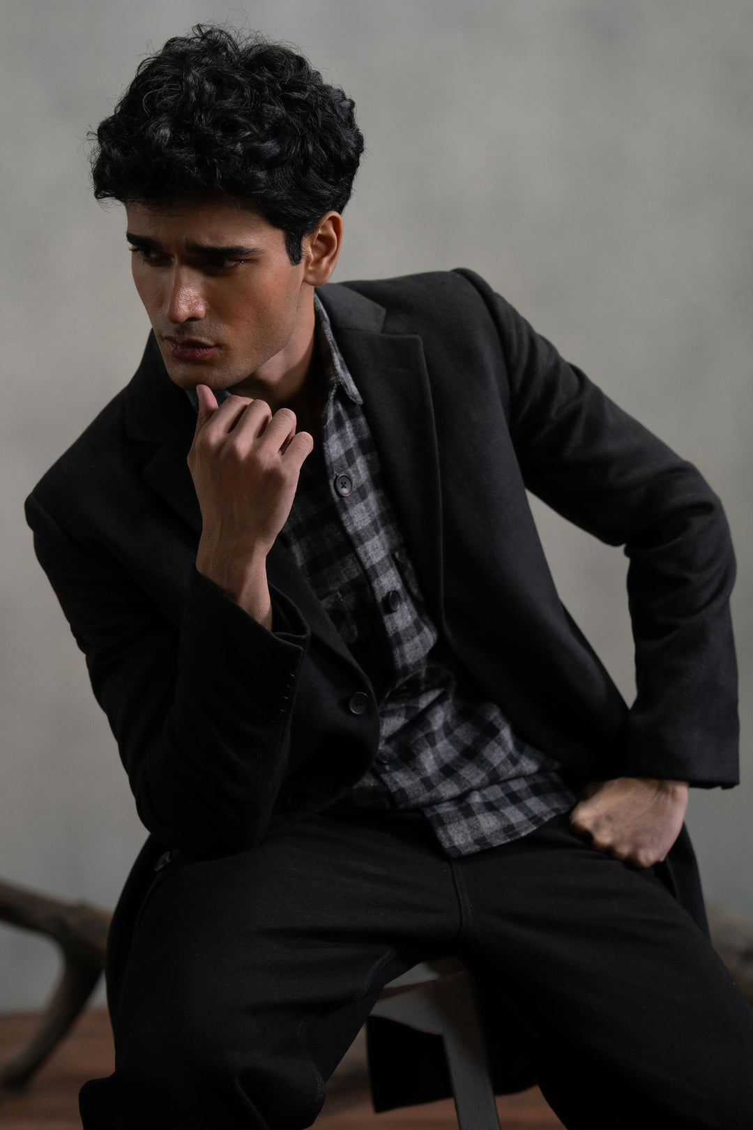 Black Single Breasted Long Coat