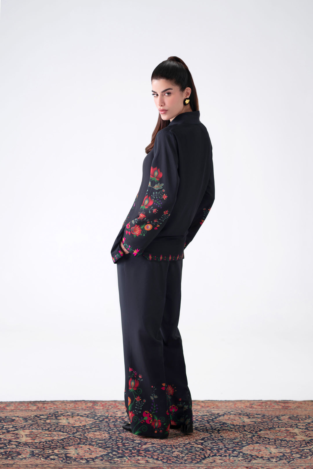 Black Embroidered Co-Ord