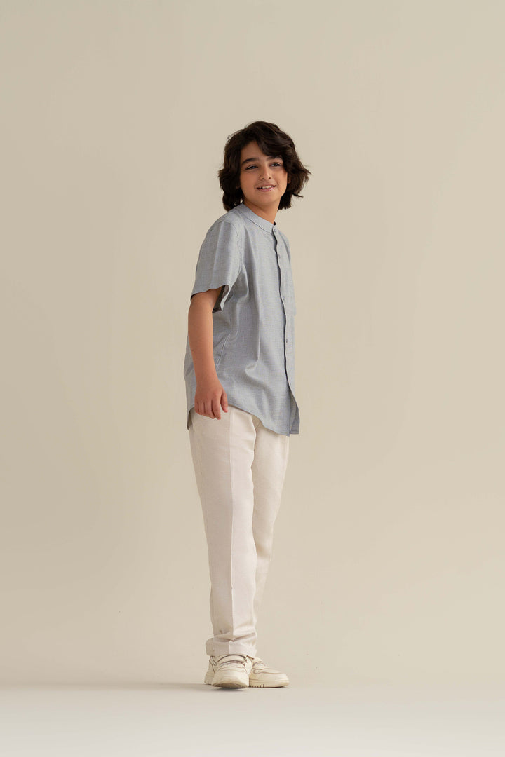 Grey Mandarin Collar Shirt