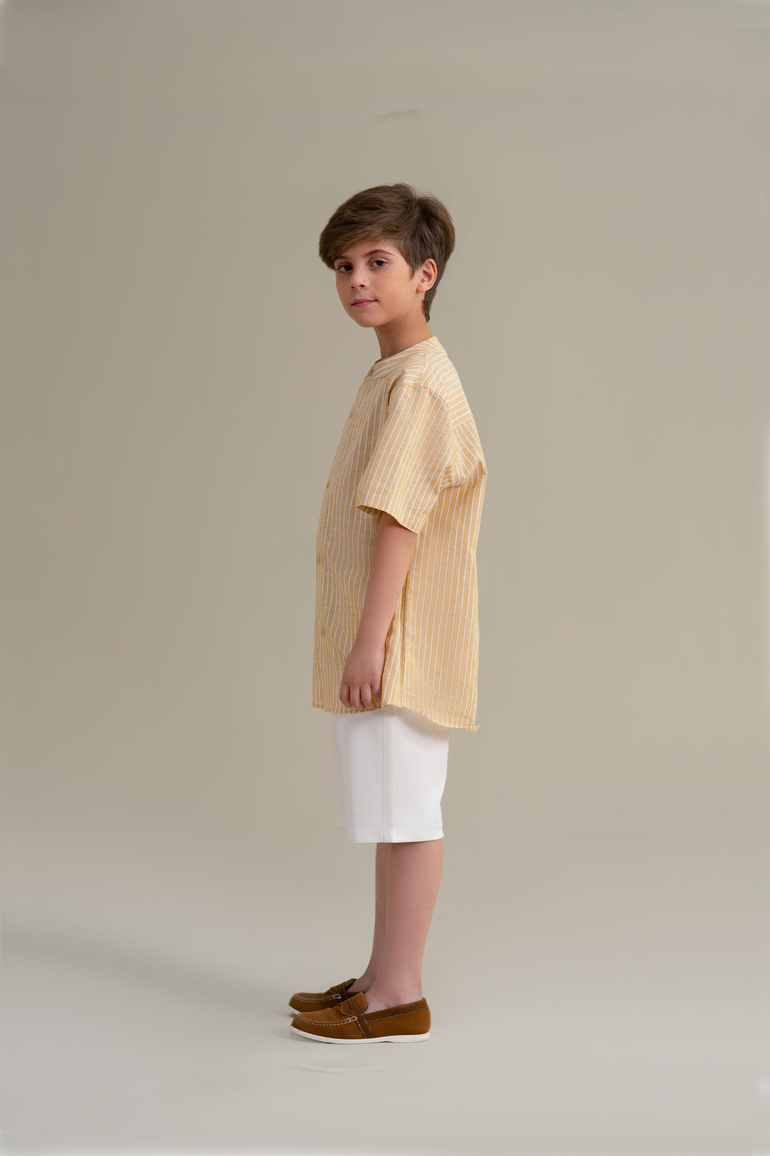 Yellow Mandarin Collar Shirt