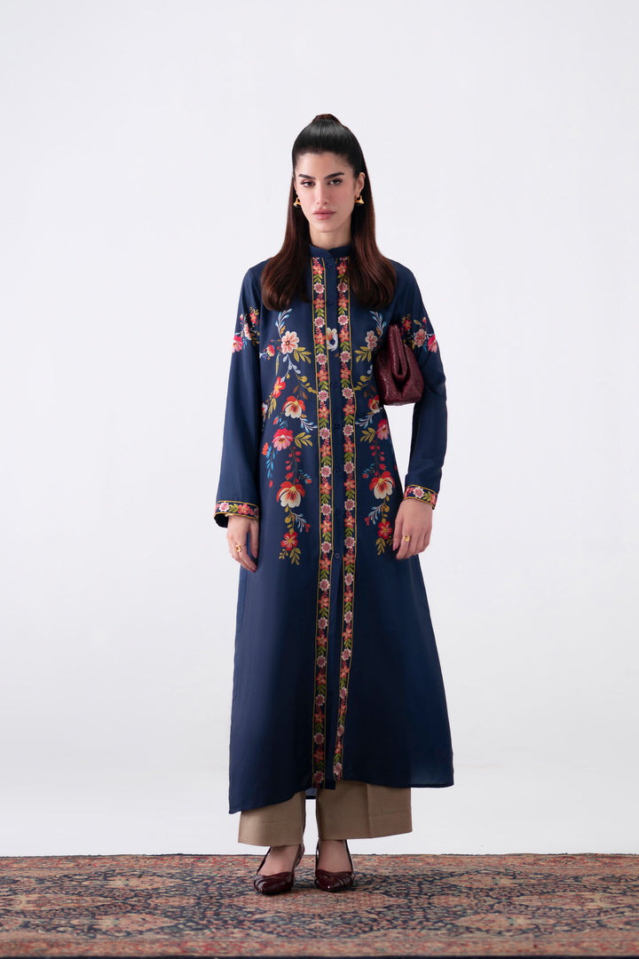 Navy Blue Embroidered Dress