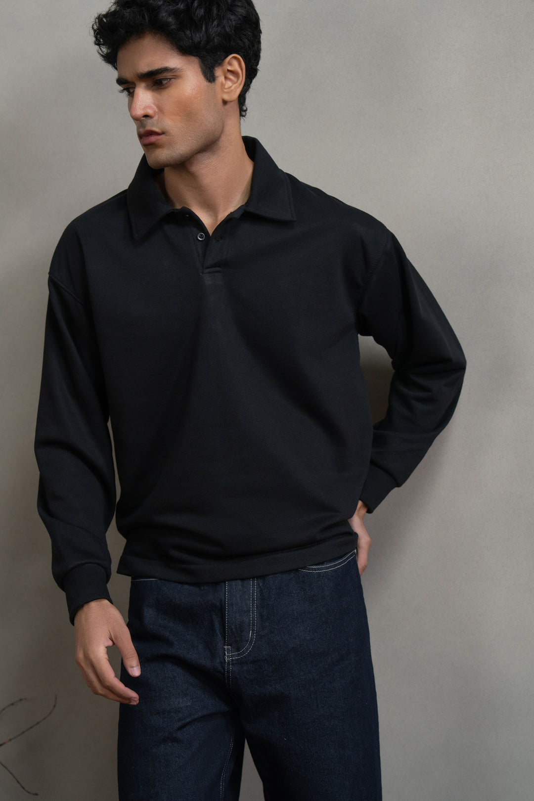 Black Knitted Polo