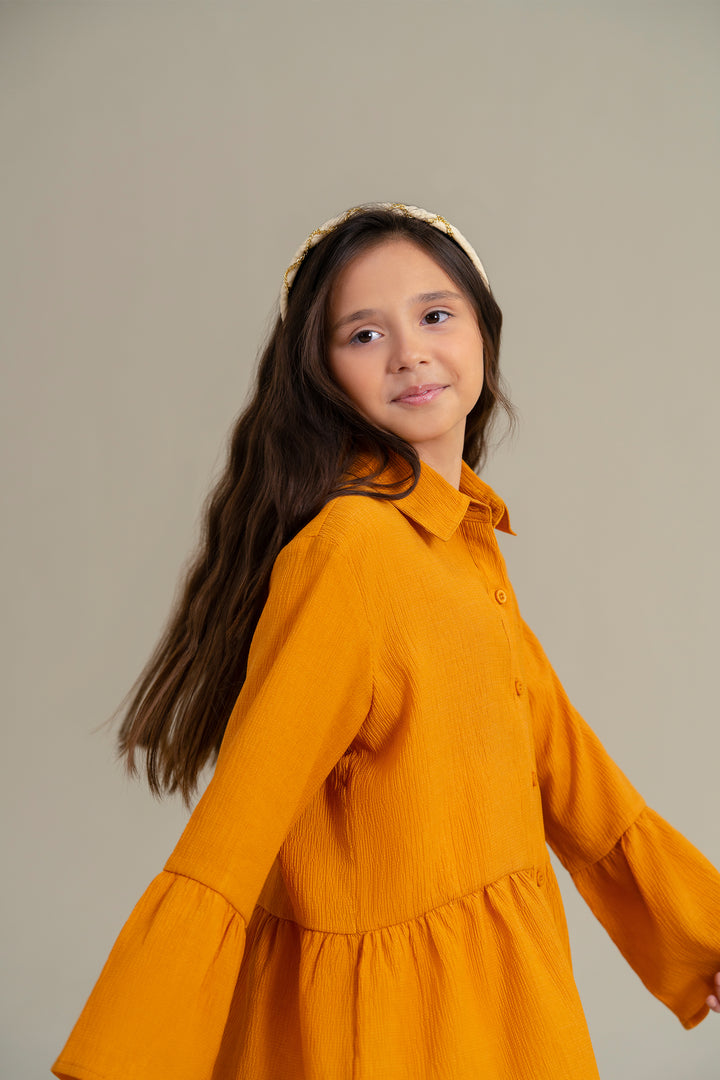 Mustard Shirt with Ruffle Detail