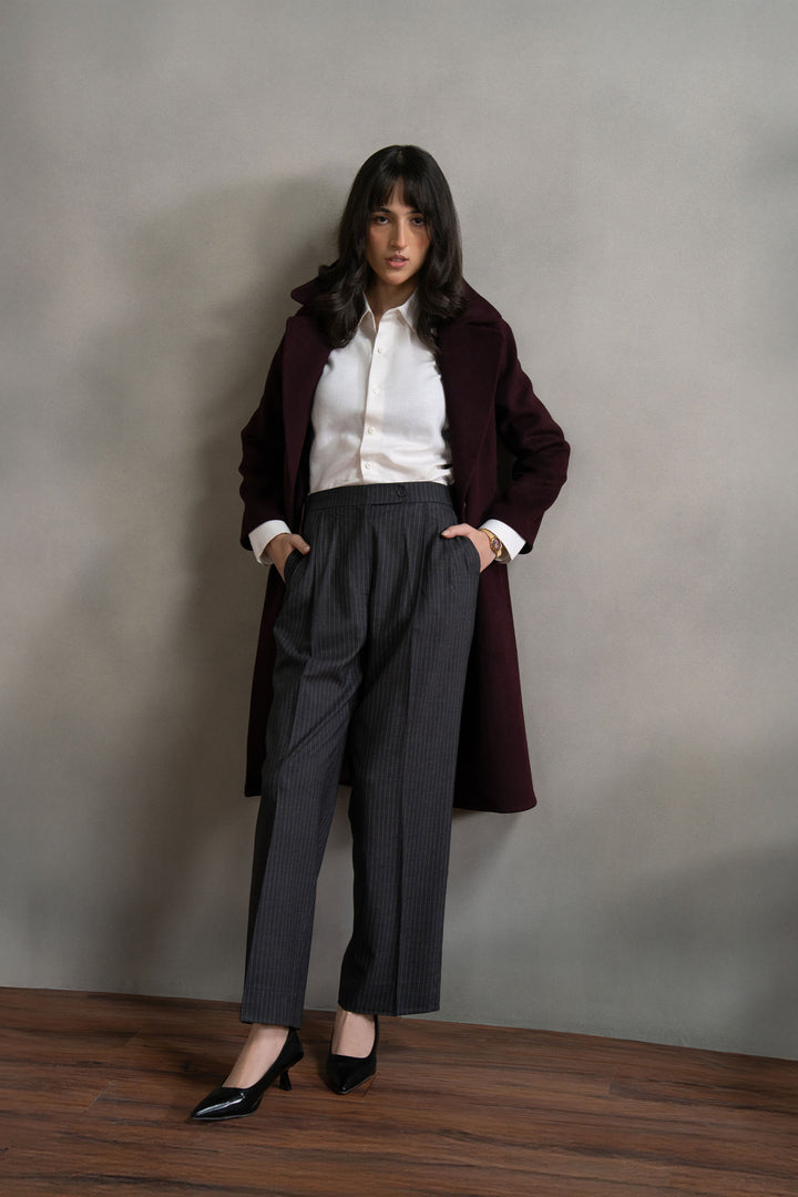 Burgundy Wool Long Coat