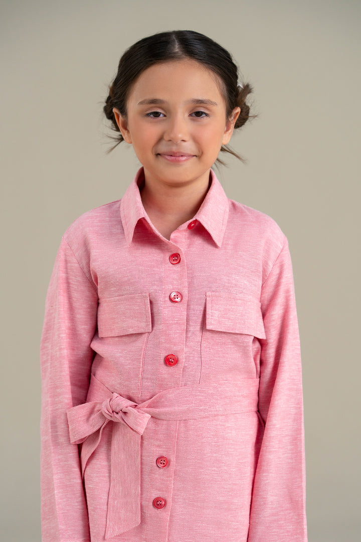 Pink Safari Shirt Dress