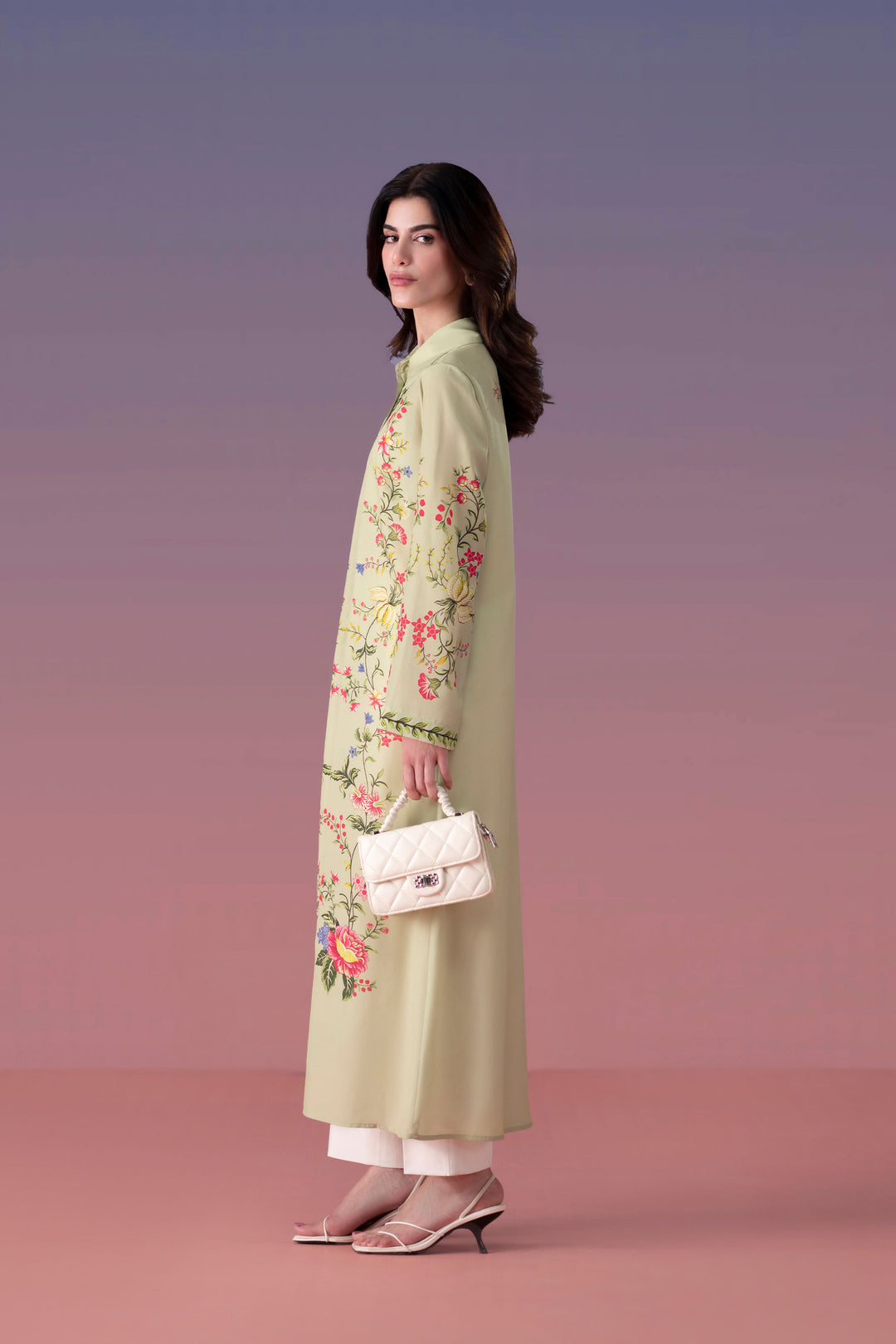 Apple Green Embroidered Dress
