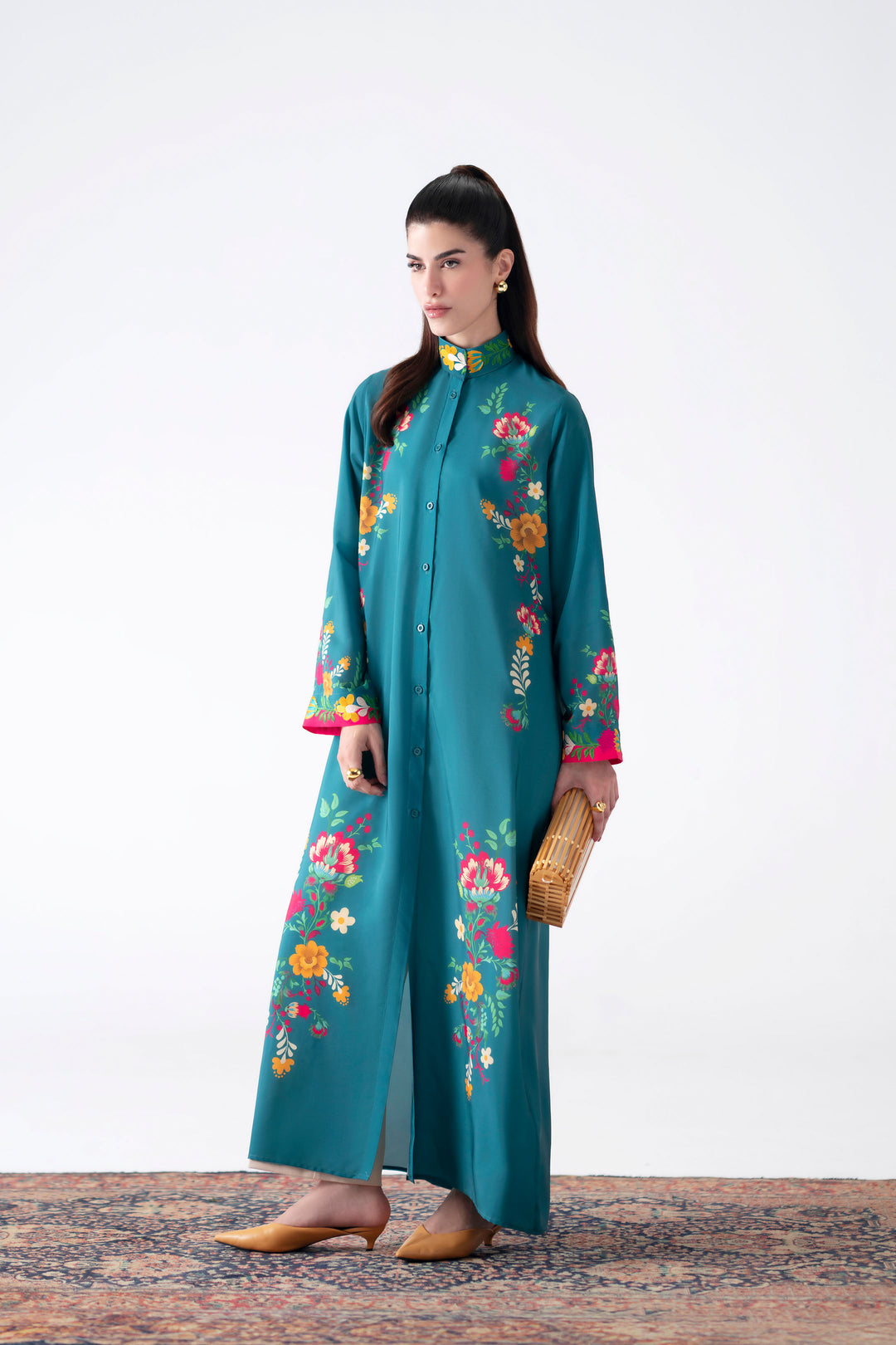 Teal Embroidered Dress