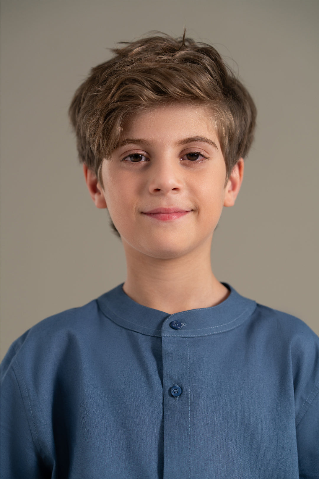 Blue Mandarin Collar Shirt