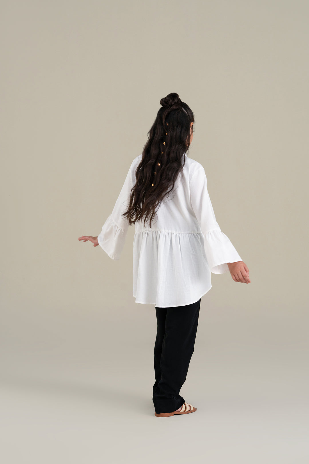 White Shirt with Ruffle Detail