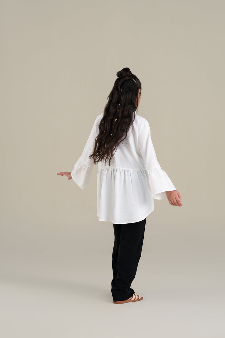 White Shirt with Ruffle Detail