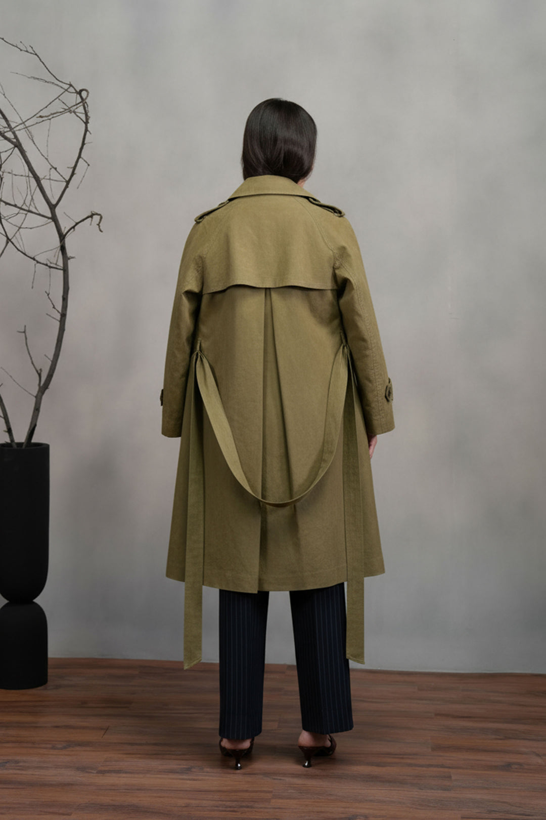Olive Linen Trench Coat