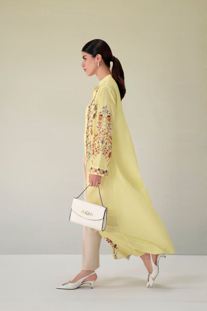 Lemon Yellow Embroidered Dress