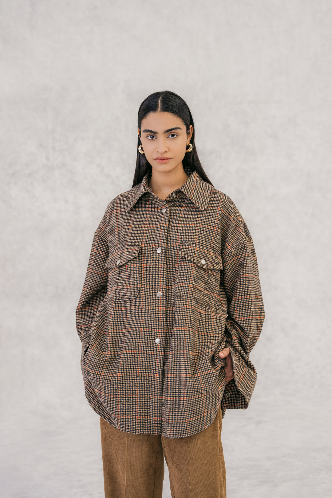 Women's Fawn Wool Overshirt with Pockets