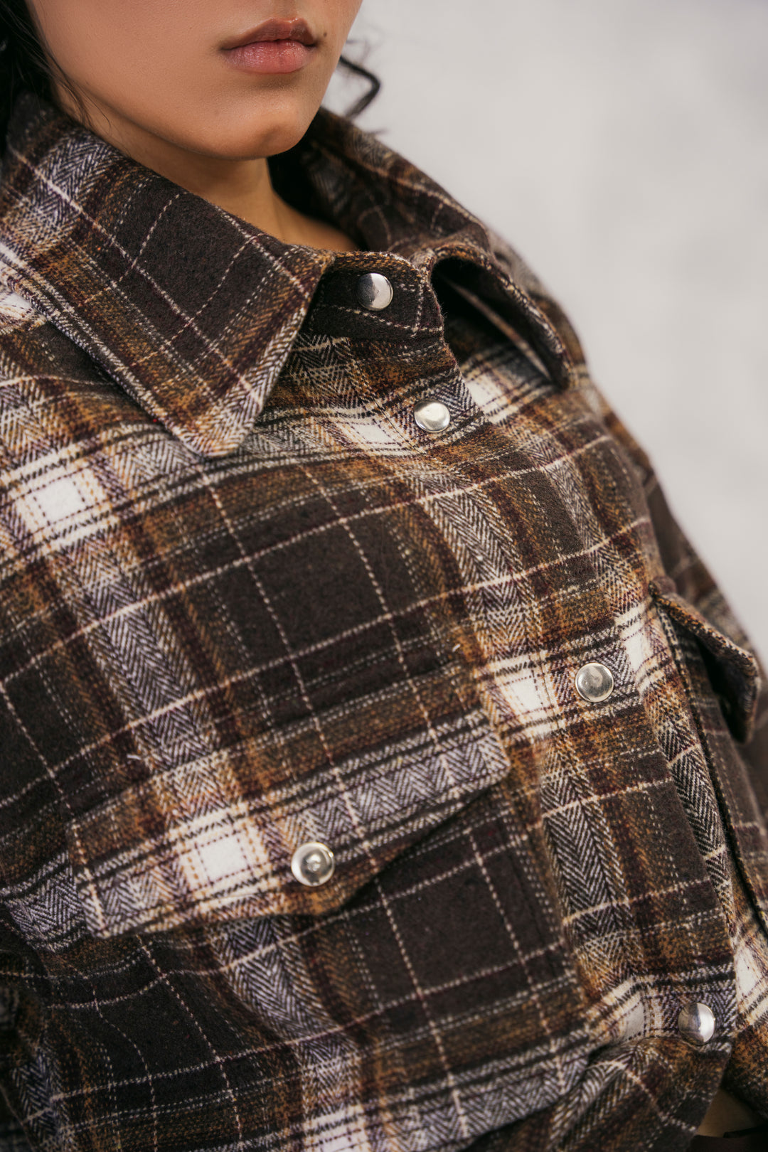 Brown Wool Overshirt with Four Pockets