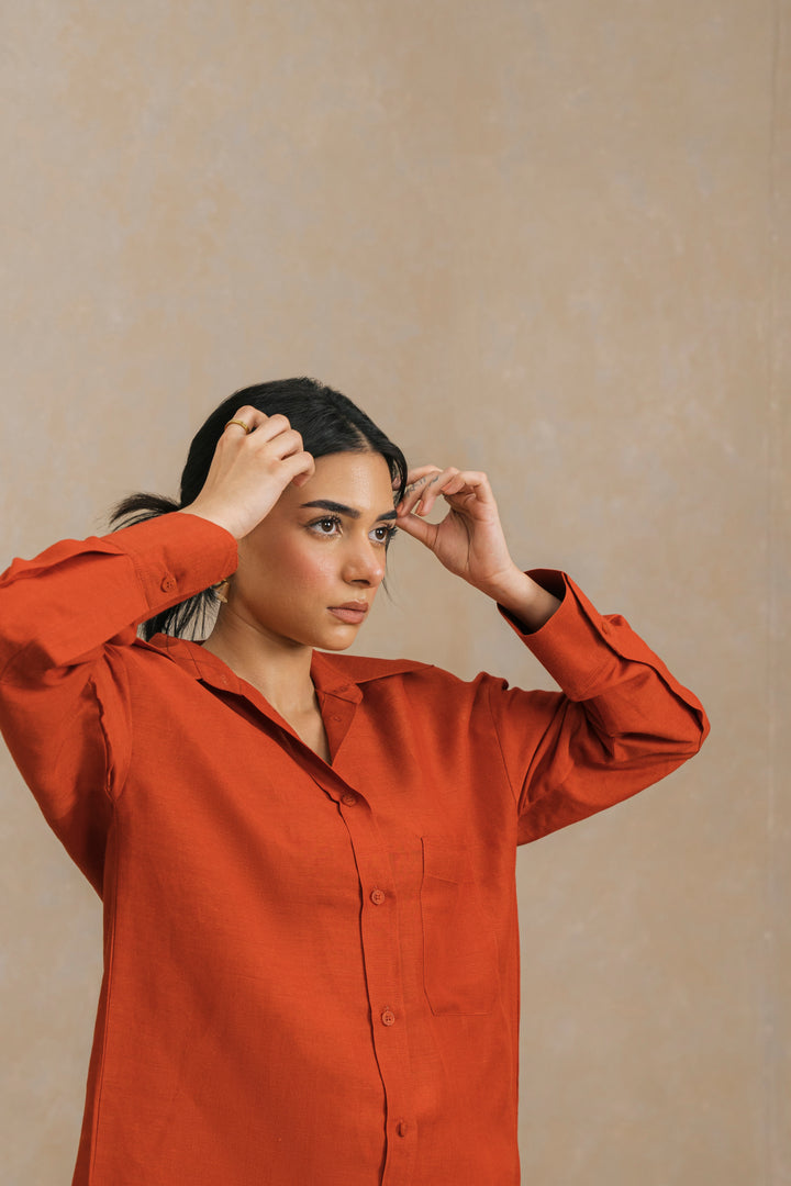 Orange Linen Shirt