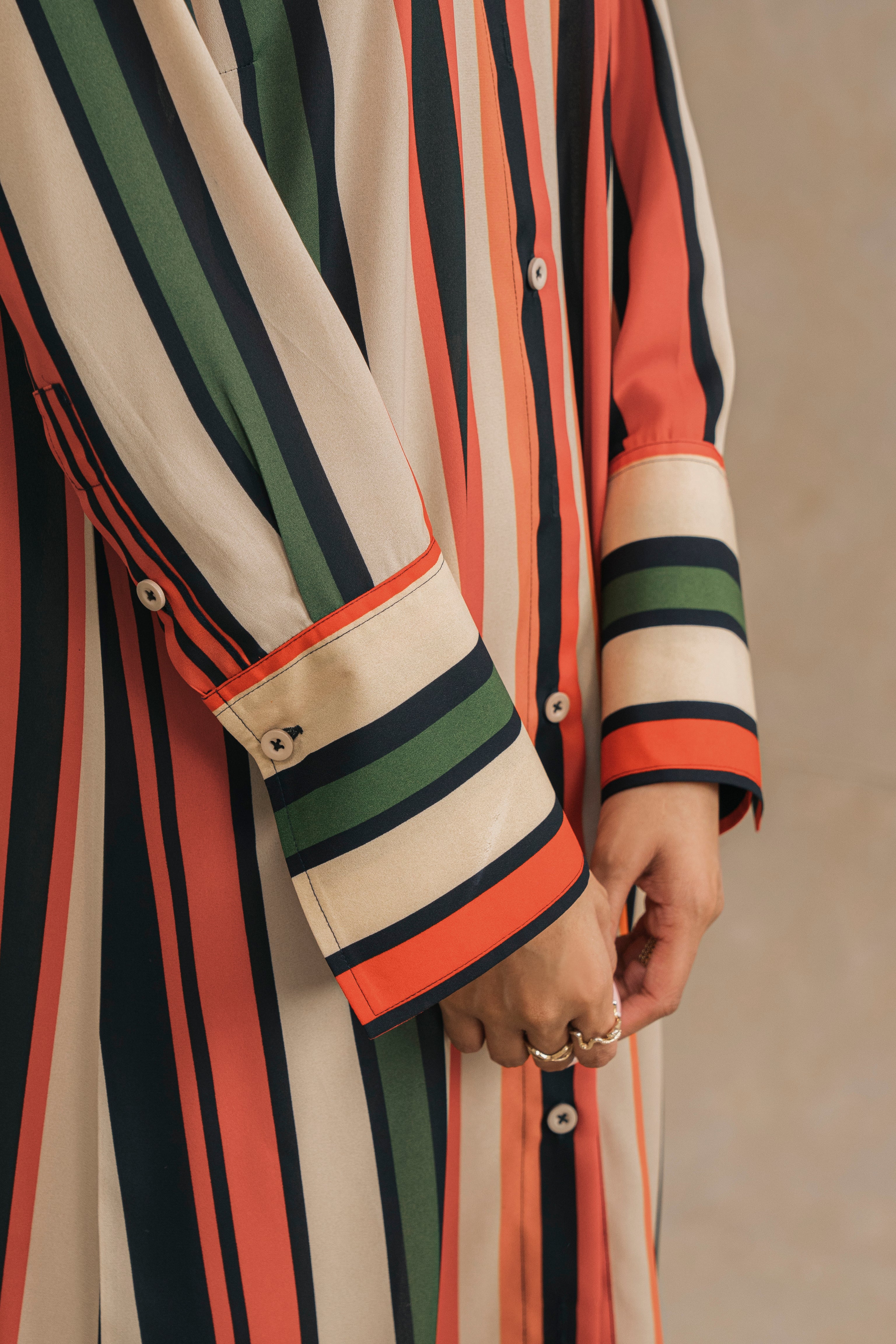 Multi Color Striped Shirt Dress in Pakistan