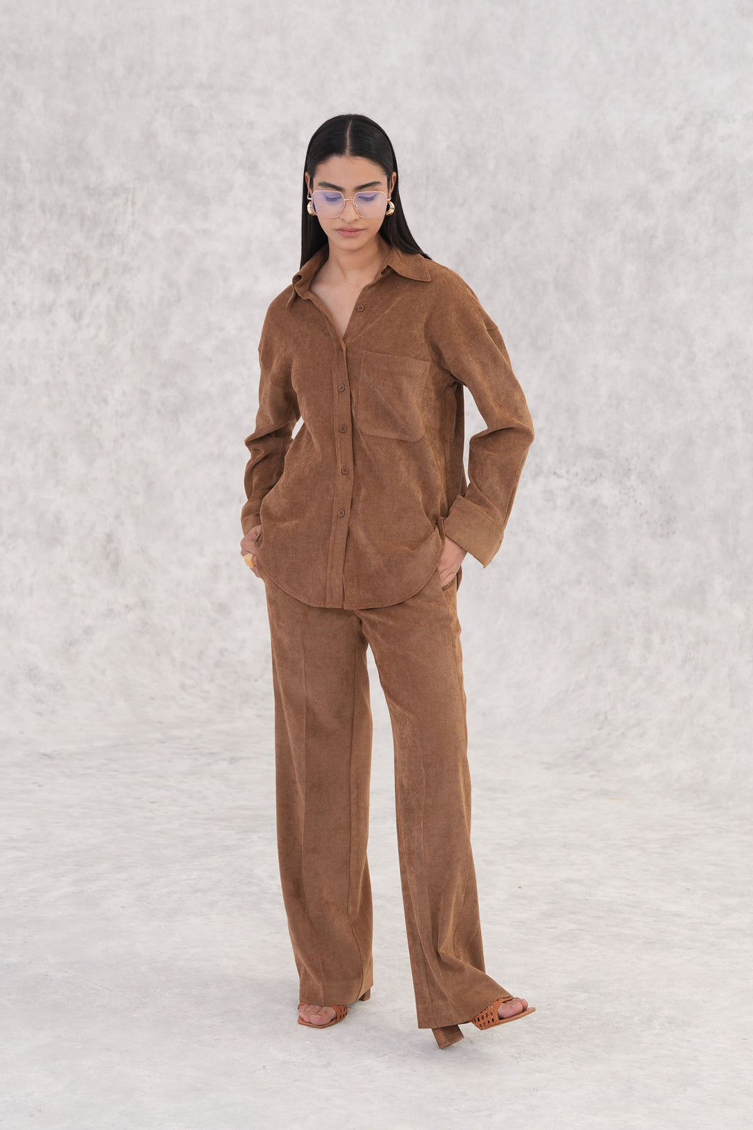 Tan Brown Corduroy Coordinating Set